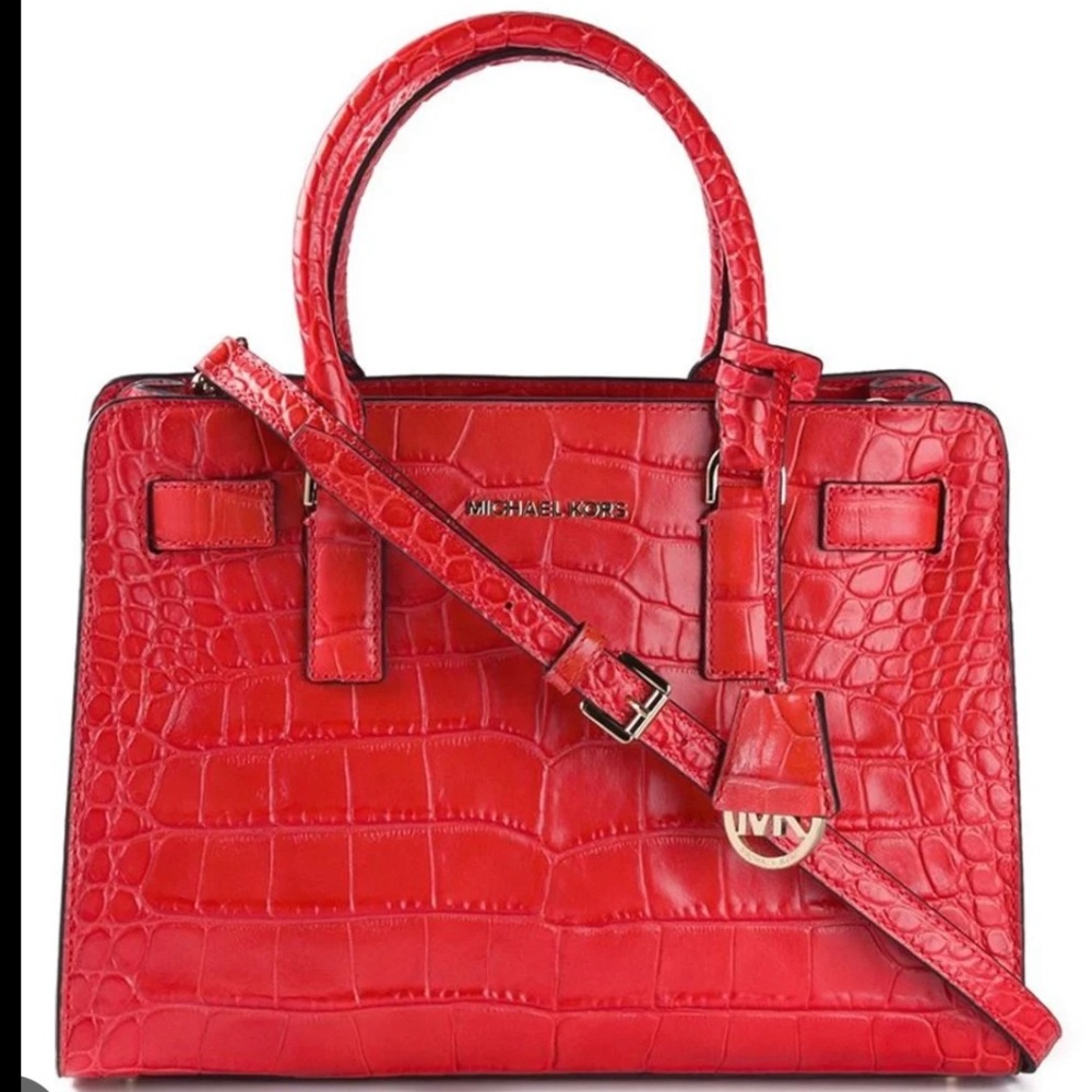 Micheal Kors Dillon Red Alligator Crossbody Tote